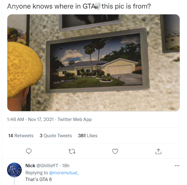 玩家在《GTA6》游戏截图 藏在《GTA：SA 最终版》一面墙壁上