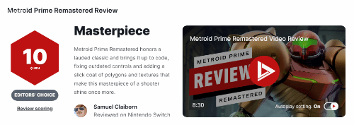 《银河战士Prime复刻版》IGN给满分10分好评